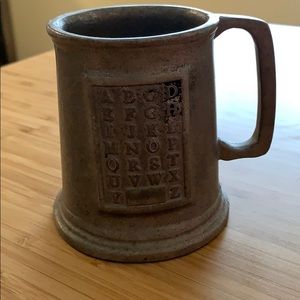 Vintage Pewter Alphabet cup mug